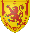 Or, a lion rampant within a double tressure flory counter-flory Gules