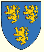 Azure three lions rampant or