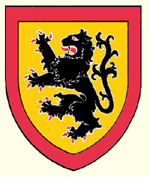 Or a lion rampant sable a bordure gules