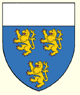Azure three lions rampant or a chief argent 