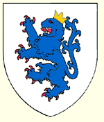 Argent a lion rampant azure crowned or