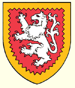 Gules a lion rampant argent a bordure indented or