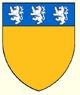 Or on a chief azure three lions rampant argent 