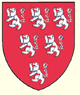 Gules six lions rampant double queued argent 